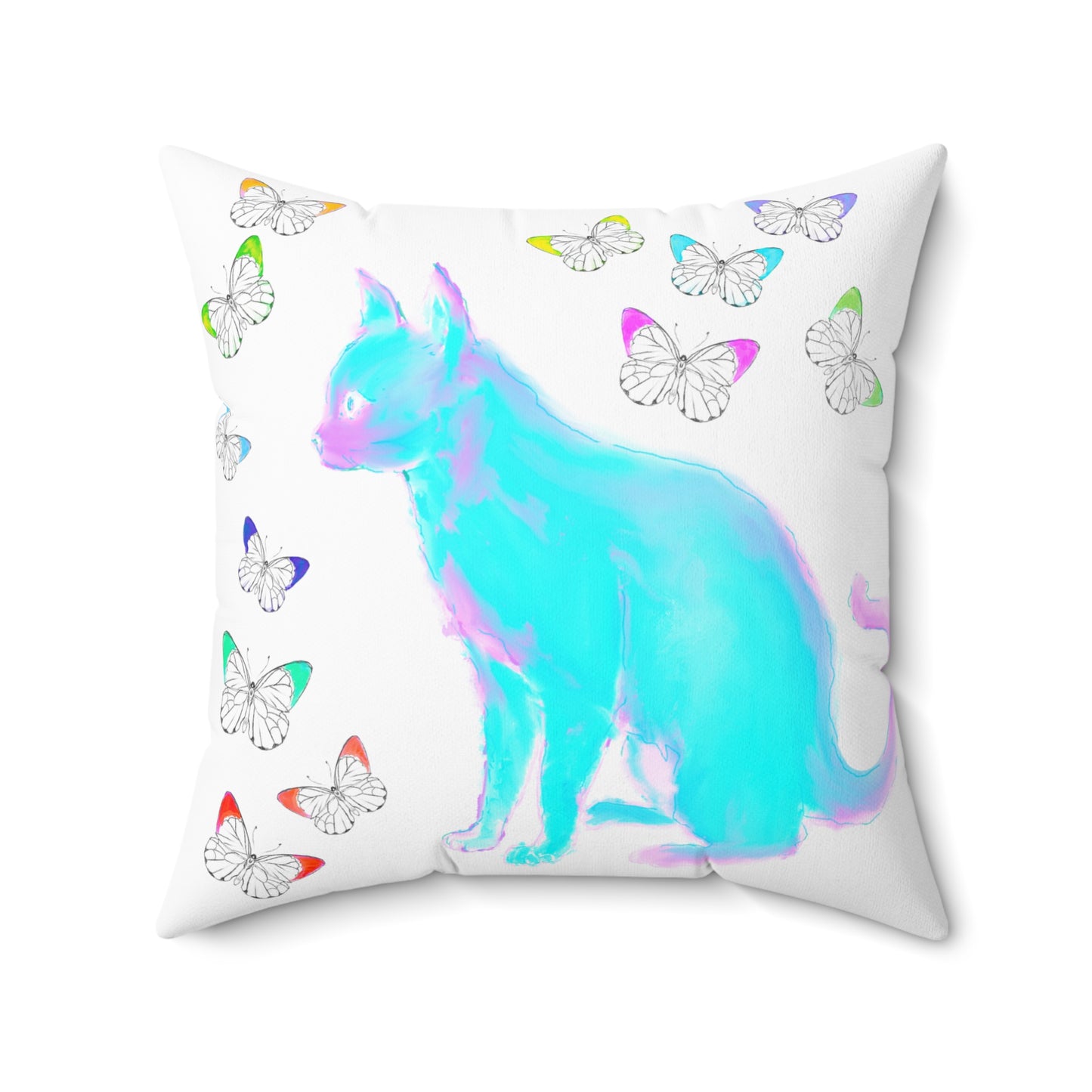 Colorful Cats & Dog Polyester Square Pillow Gratitude gives....
