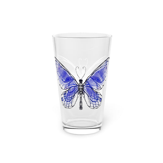 Butterfly Blossom Romp Pint Glass In Navy, 16oz