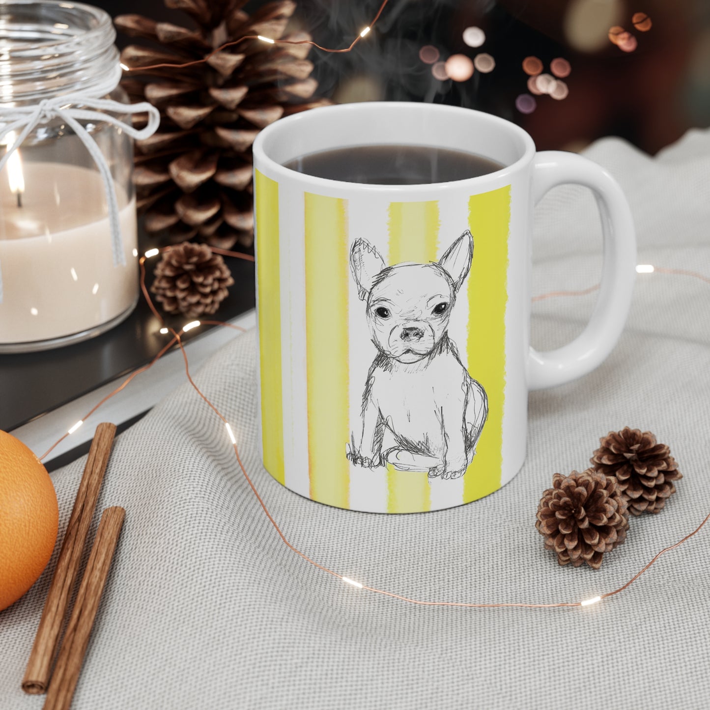 Dogi Fun Ceramic Mug Yellow Chihuahuas