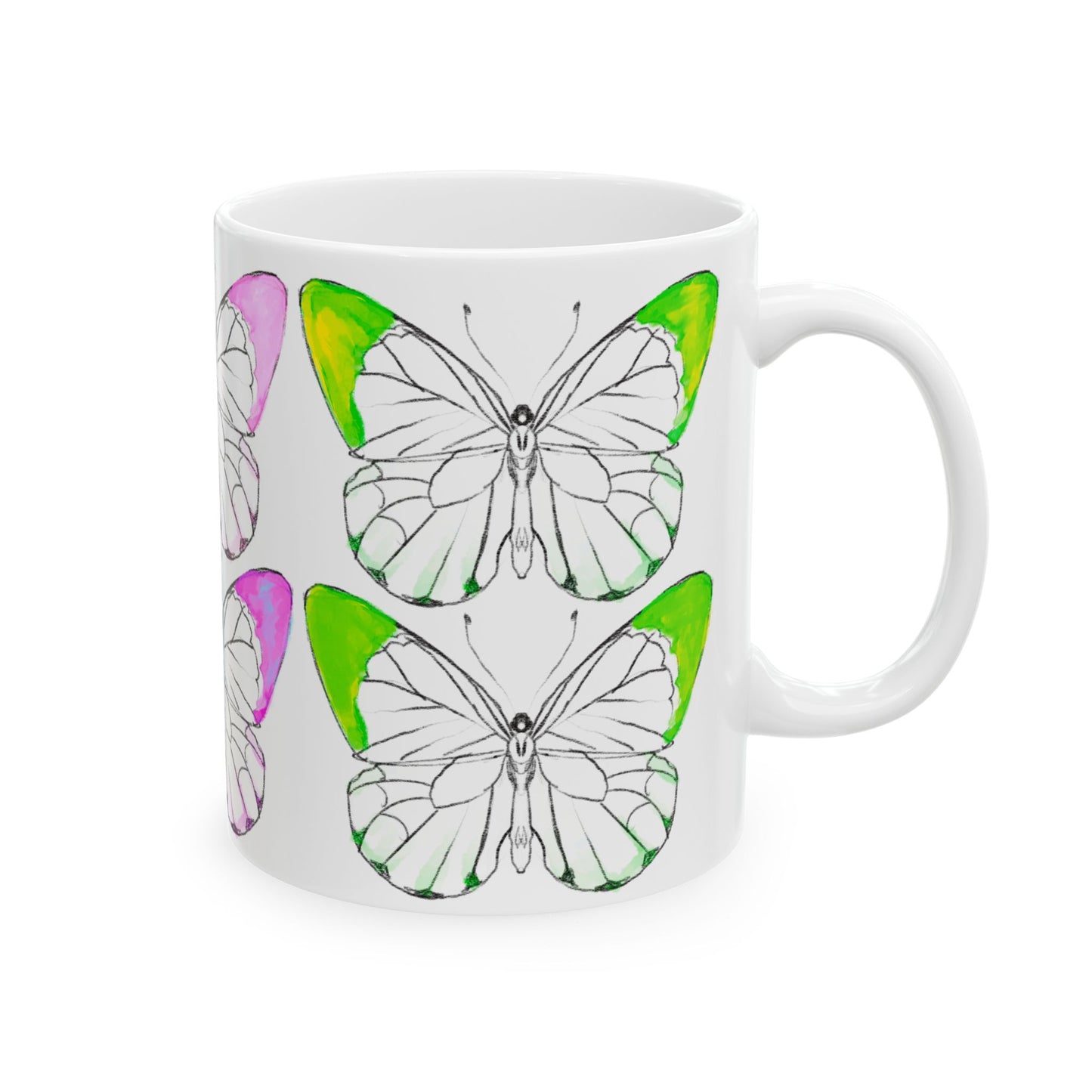 Chroma Ceramic Mug, (11oz, 15oz) yellow pink green