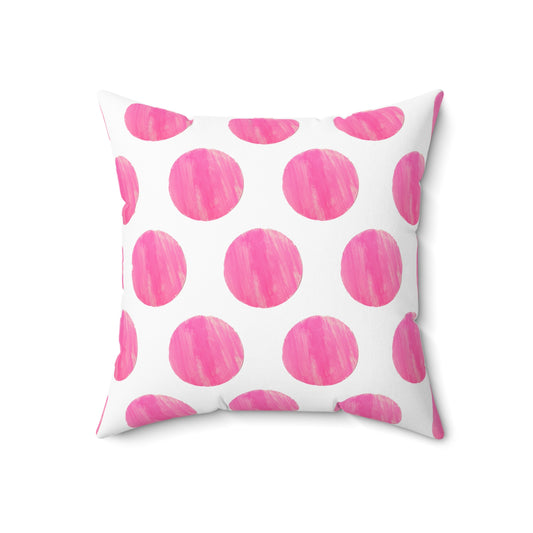 Polka Dot Palette Polyester Square Pillow Raspberry