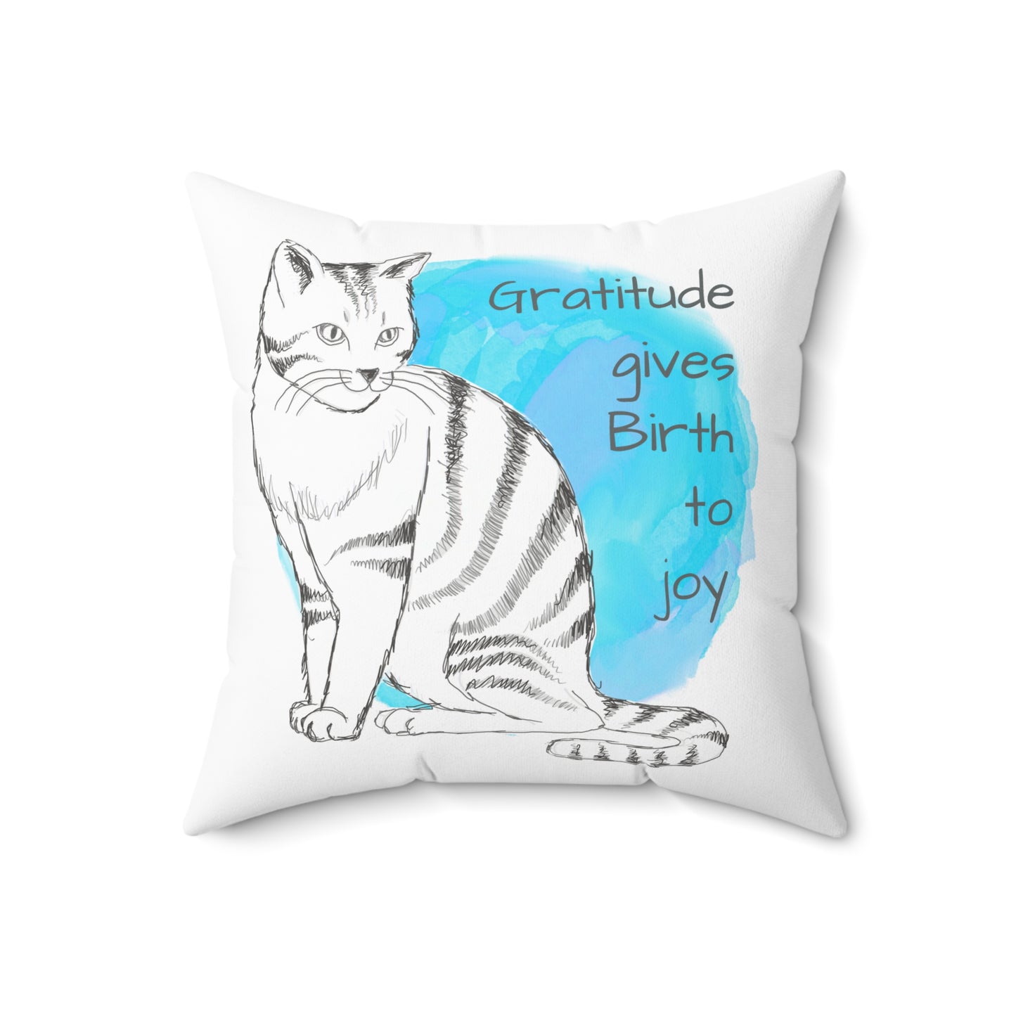 Colorful Cats & Dog Polyester Square Pillow Gratitude gives....