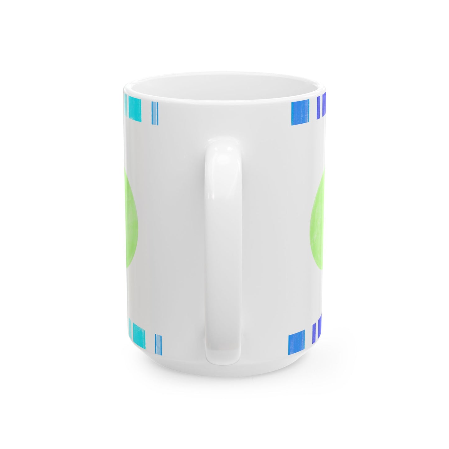 Mega Dot & Stripes Light Green Ceramic Mug, (11oz, 15oz)