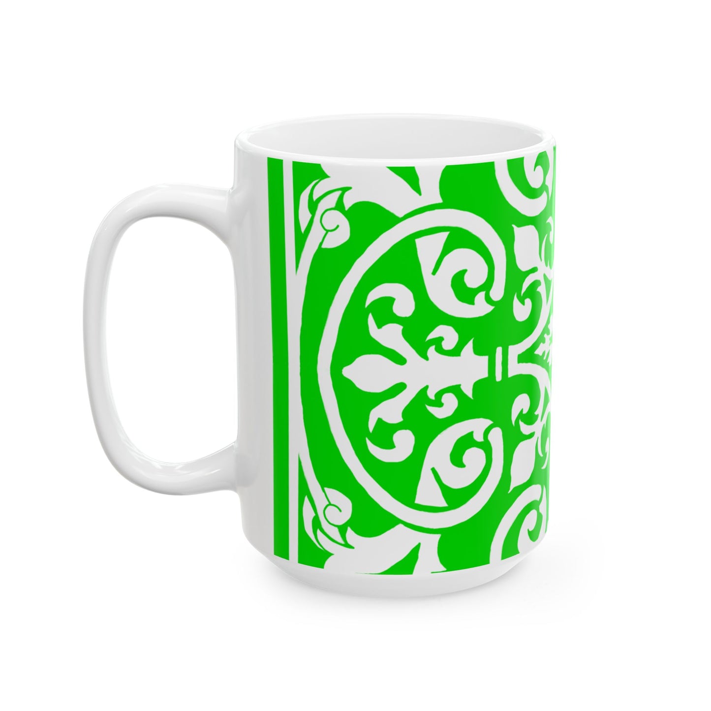 Scrollwork Ceramic Mug Green