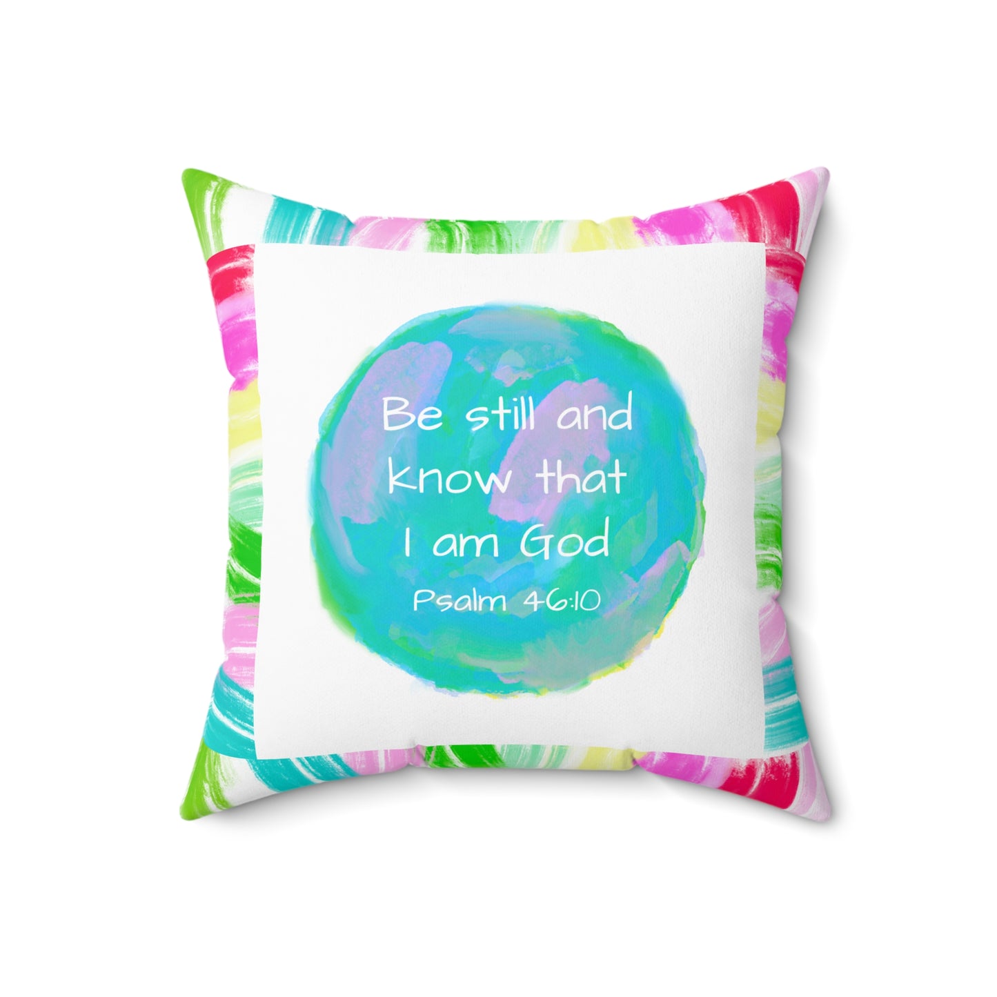 Mega Dot Polyester Square Pillow Be still and that I am God Birds