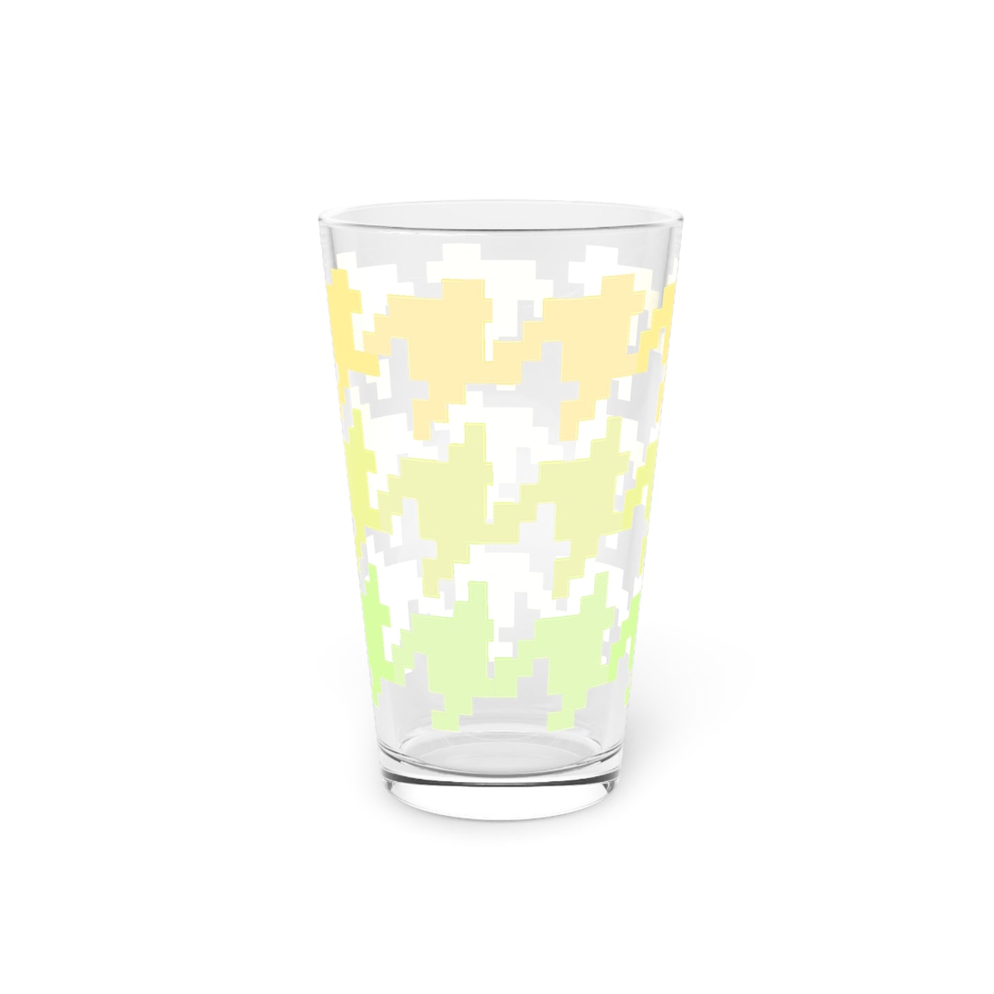 Houndstooth Fun in Yellow Pint Glass, 16oz