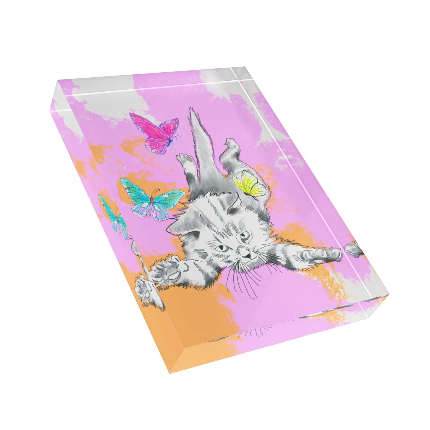 Kitty Flutter Acrylic Block