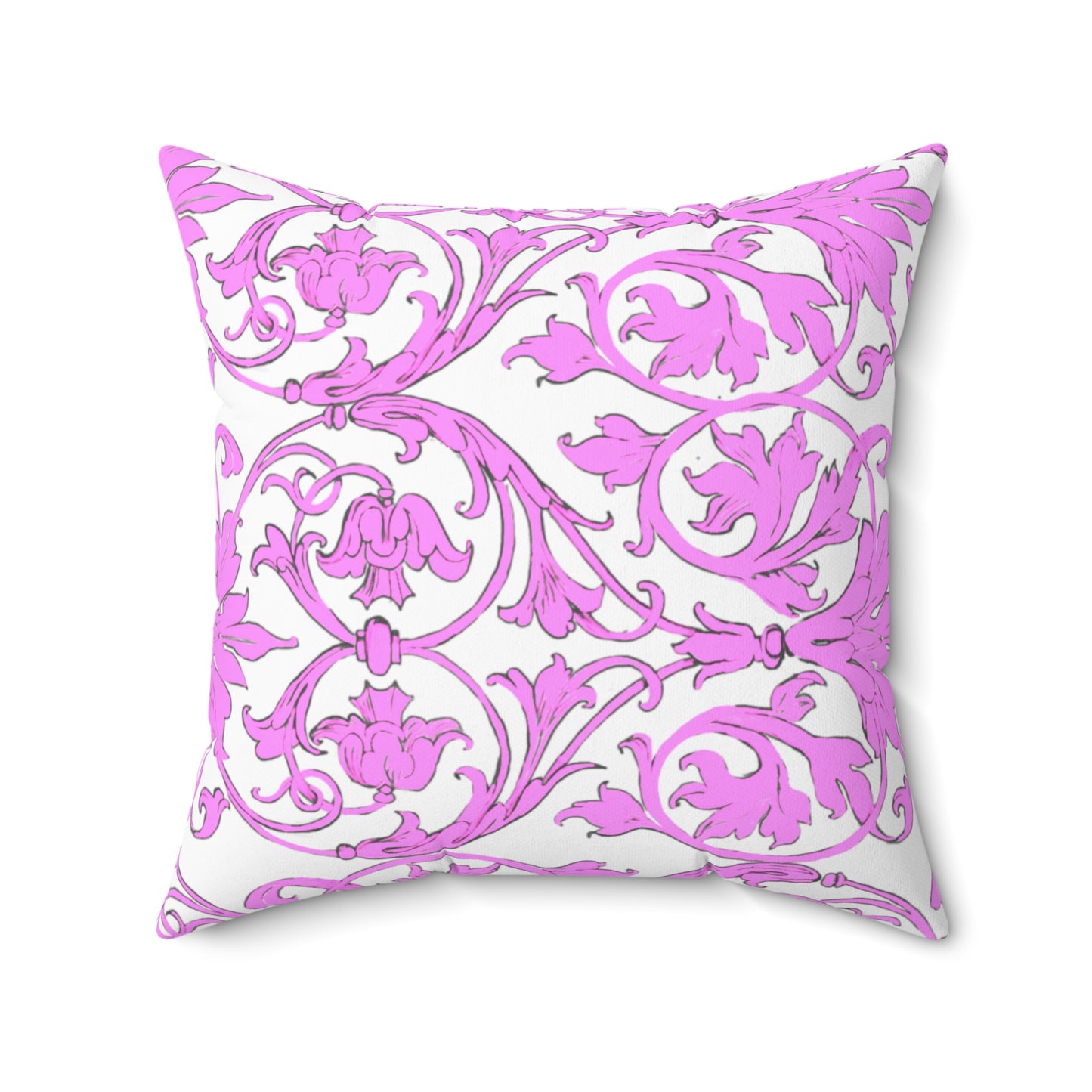 Scrollwork Polyester Square Pillow "Love the Lord..."