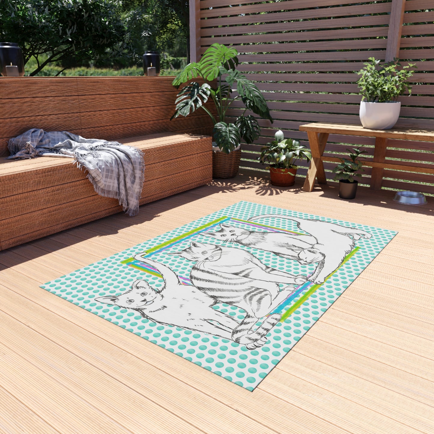 Kitty Fun indoor/Outdoor Rug aqua