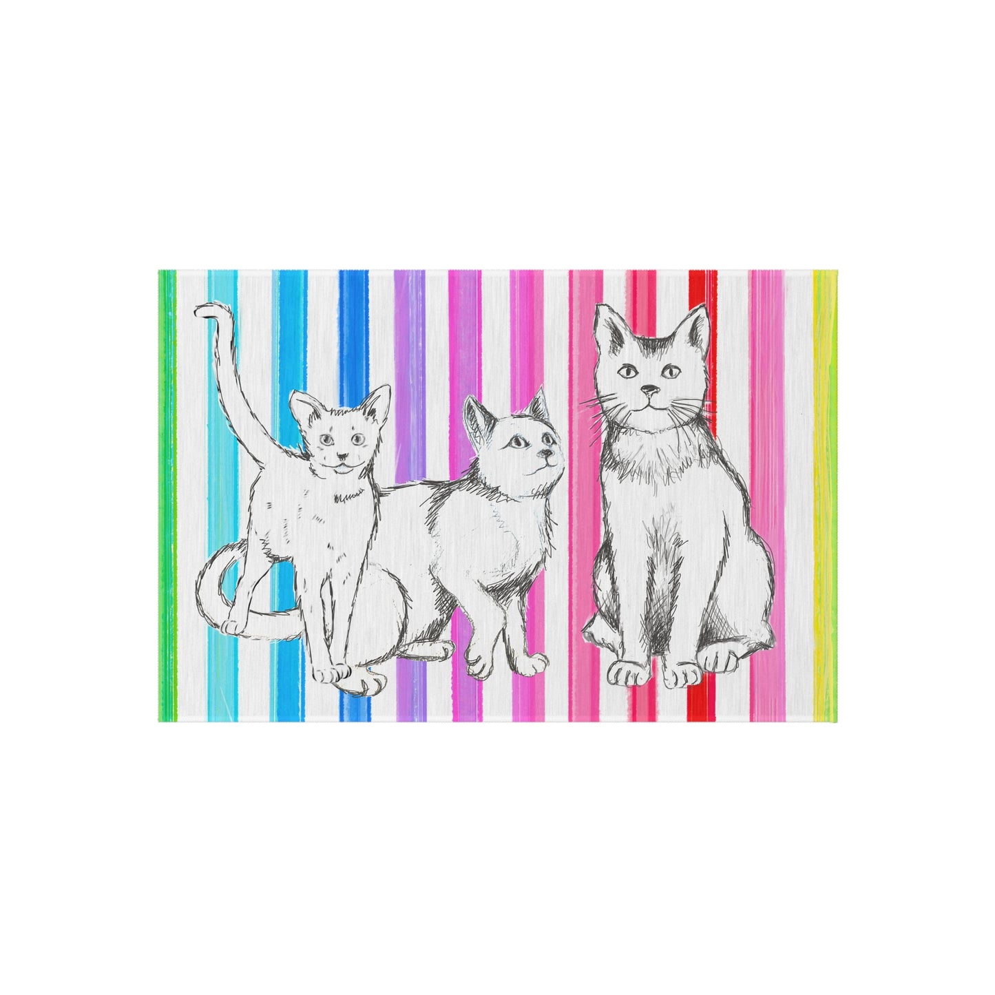 Kitty Fun Indoor/Outdoor Rug blue and black