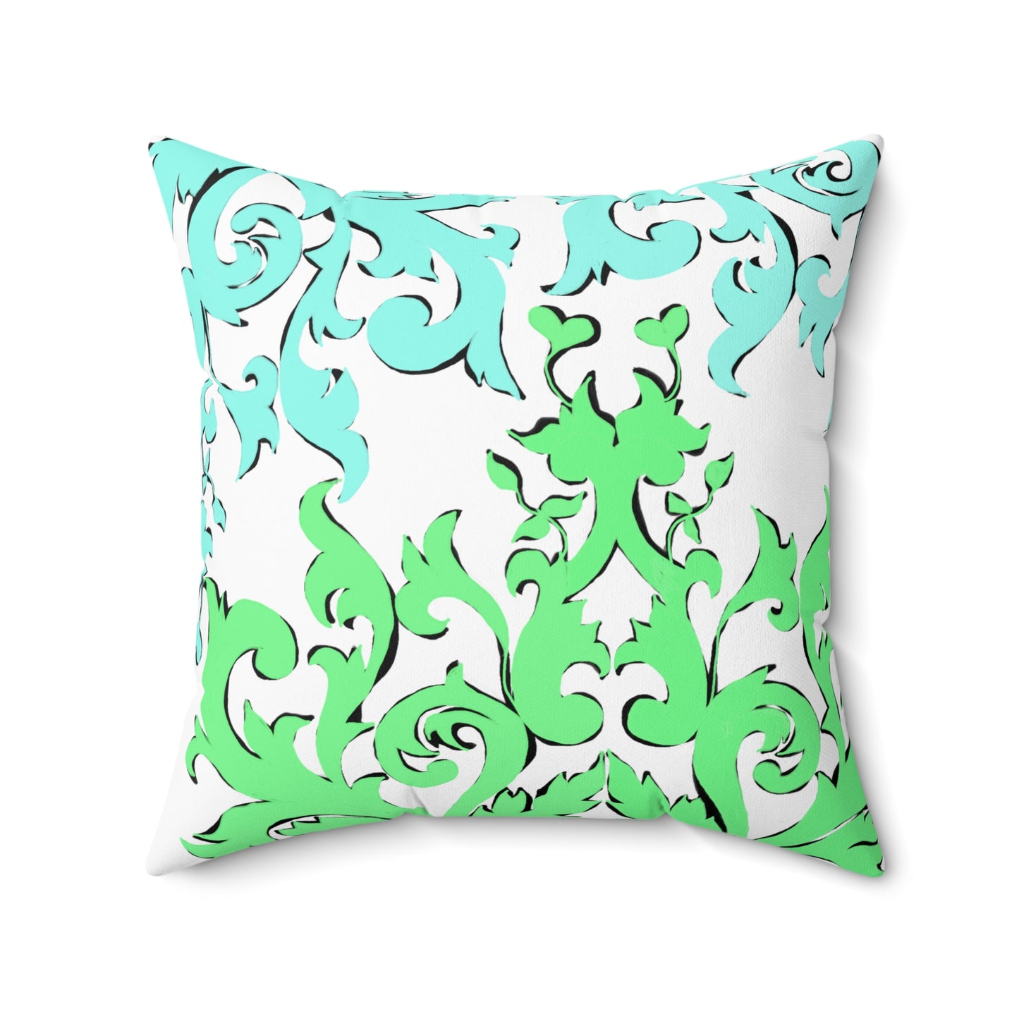 Scrollwork Polyester Square Pillow "Be Joyful..."