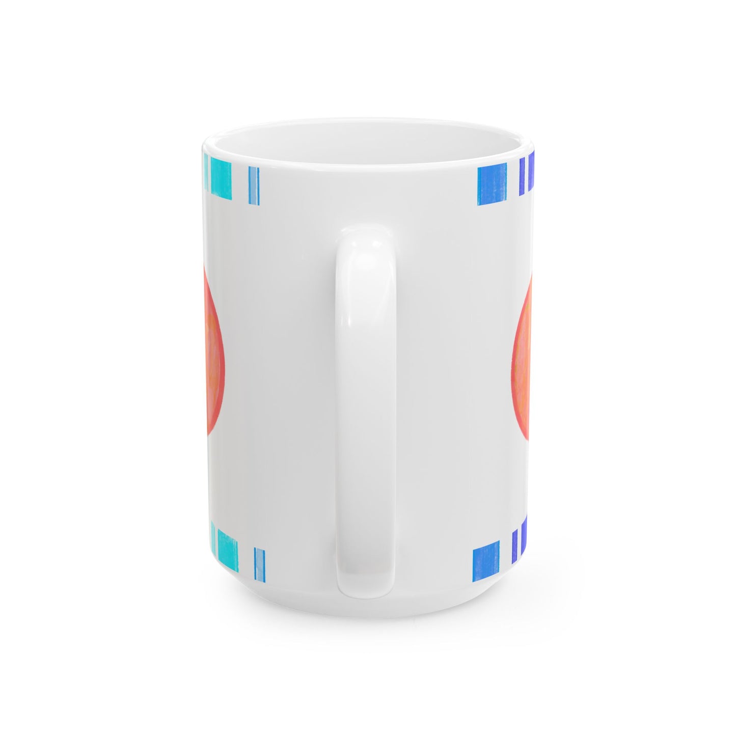 Mega Dot & Stripes Orange Ceramic Mug, (11oz, 15oz)