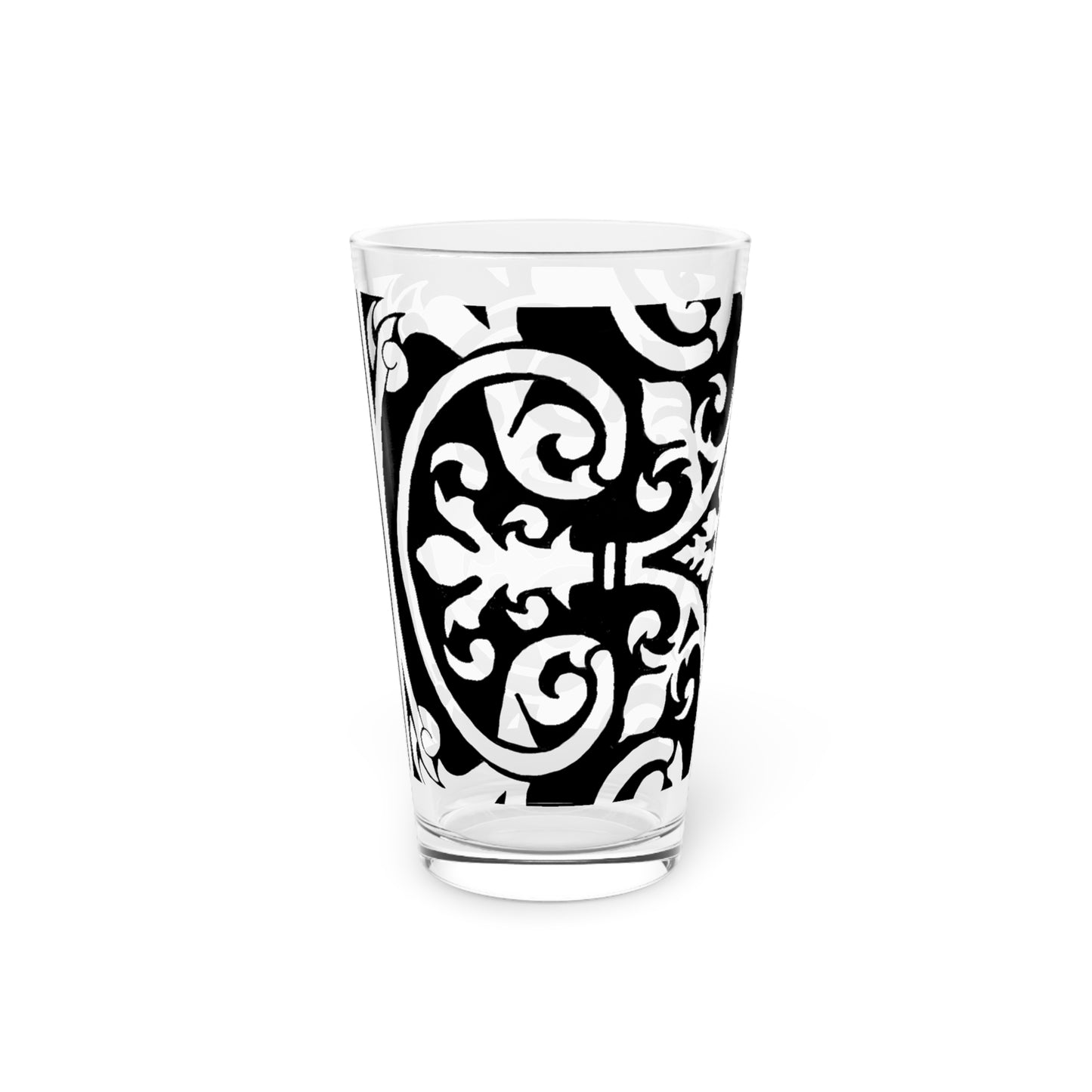 Scrollwork Pint Glass Black
