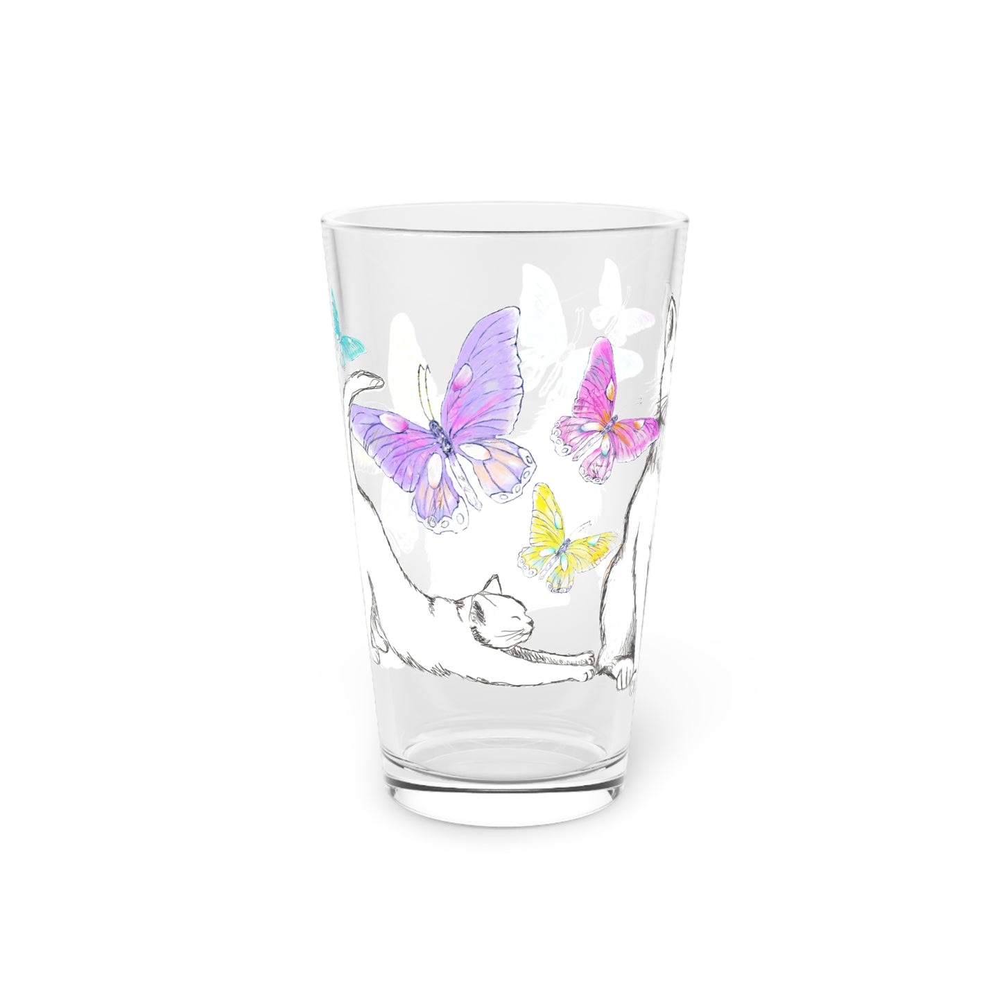 Kitty Flutter Pint Glass, 16oz