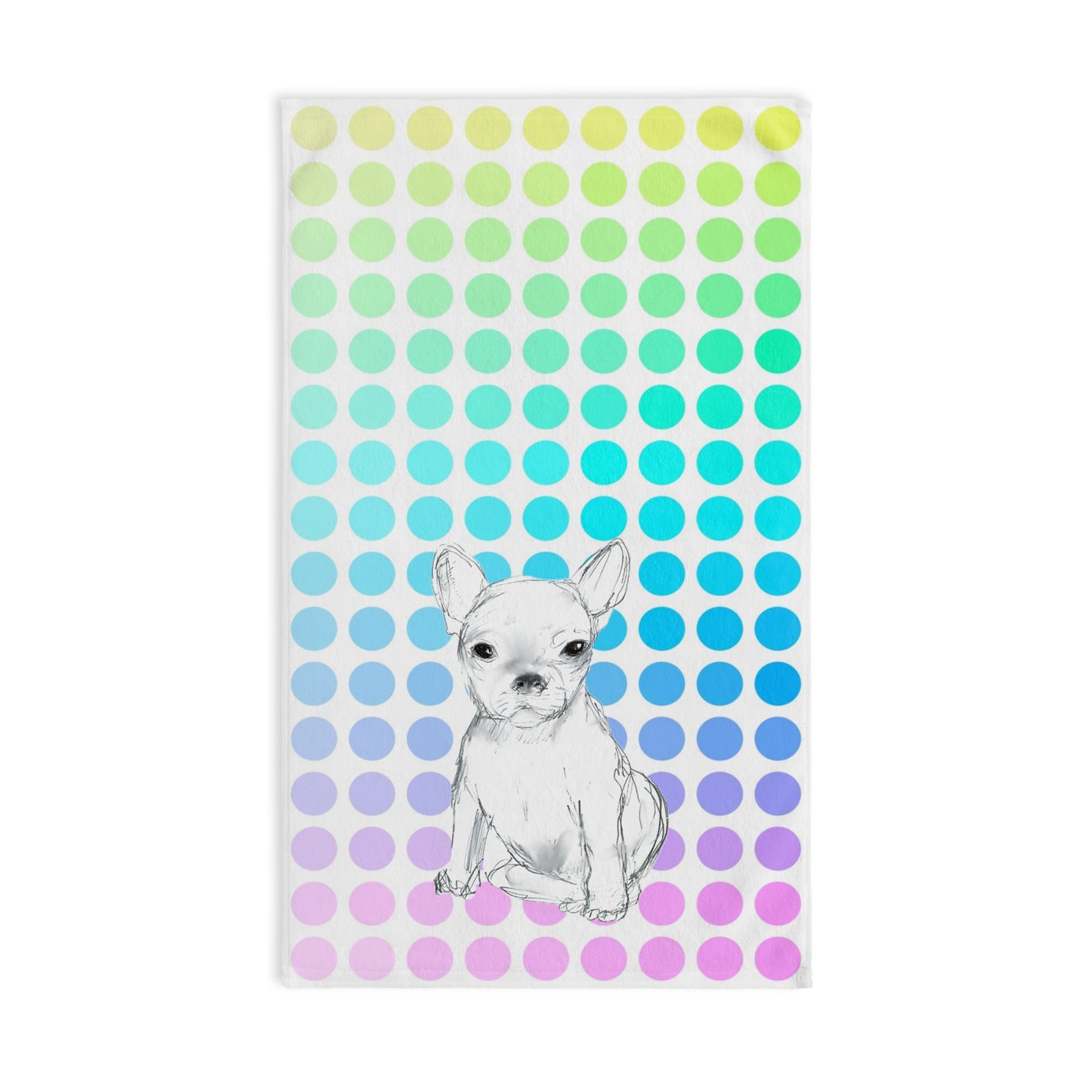 Dogi Fun Hand Towel, Chihuahua and Multi-Color Polka Dots
