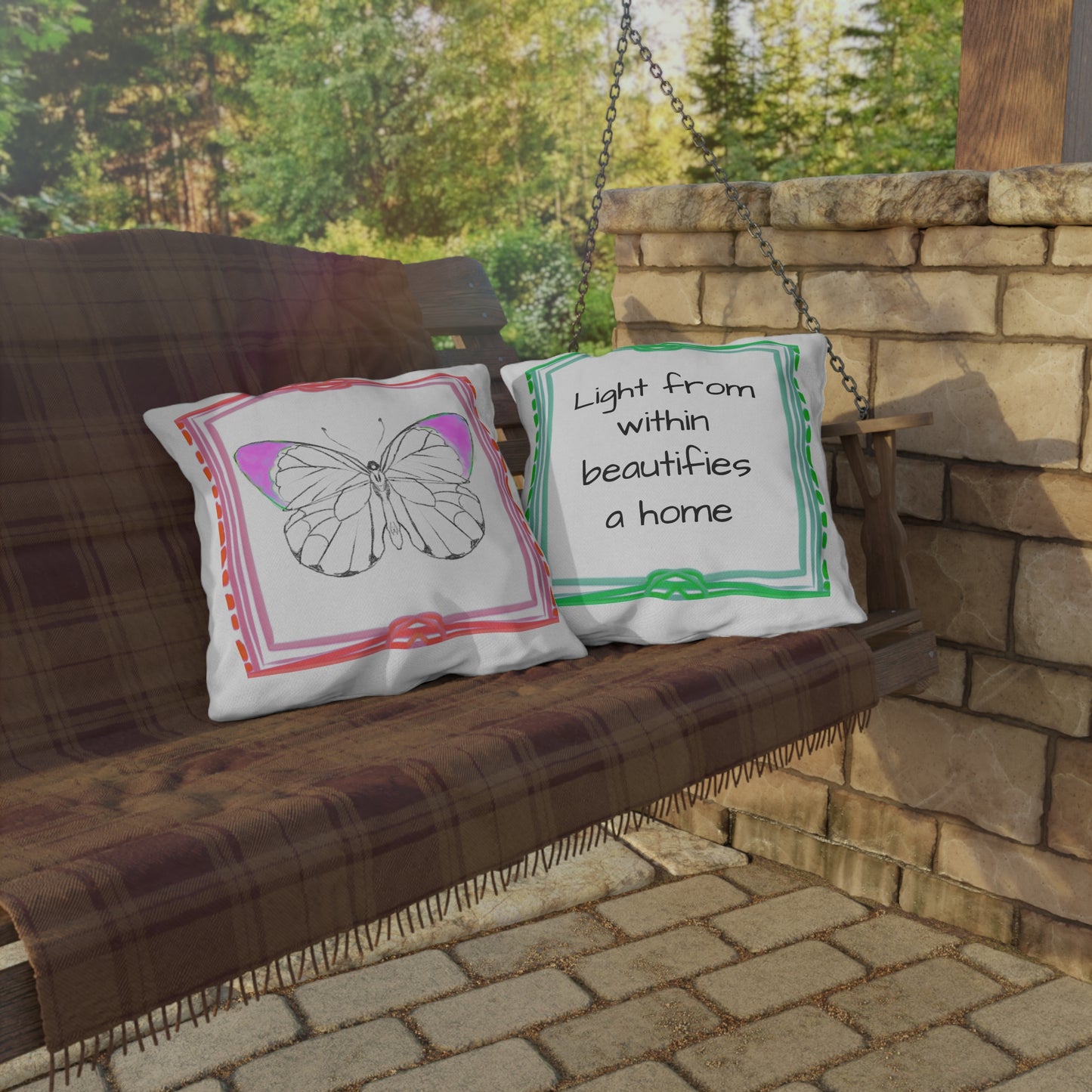 Chroma Outdoor Pillow Raspberry Orange "Light from within..."