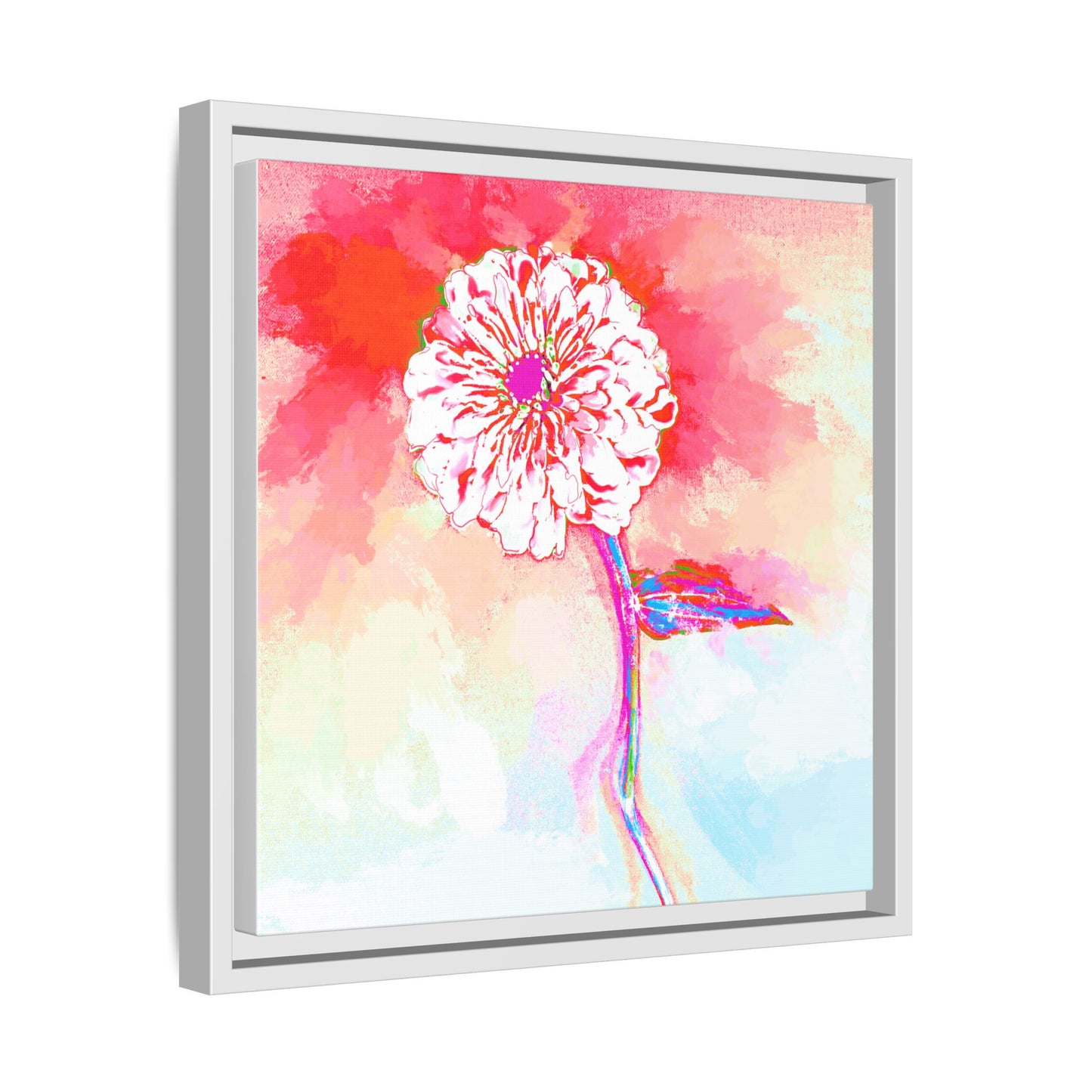 Zinnia Color Splash Matte Canvas Red Framed