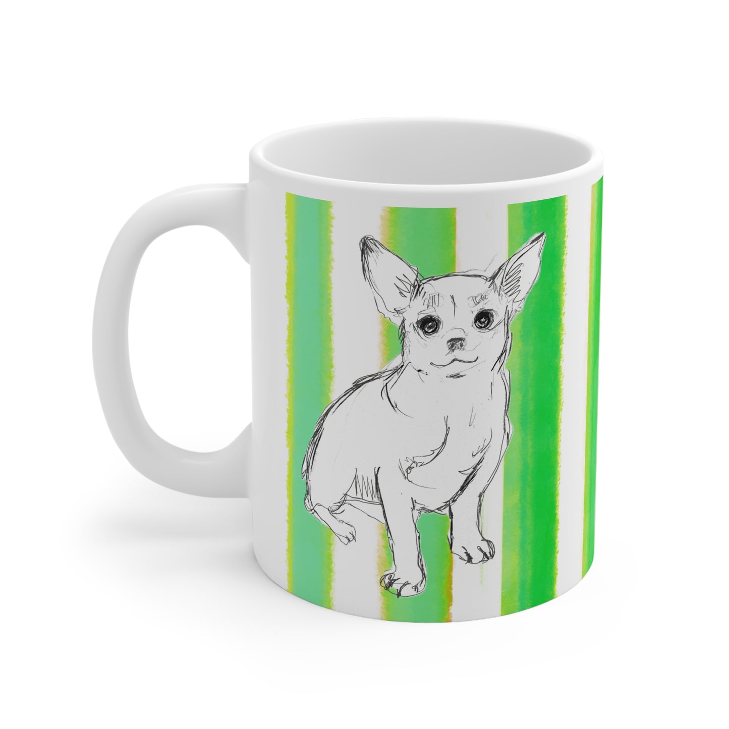Dogi Fun Ceramic Mug in Dark Green Chihuahuas