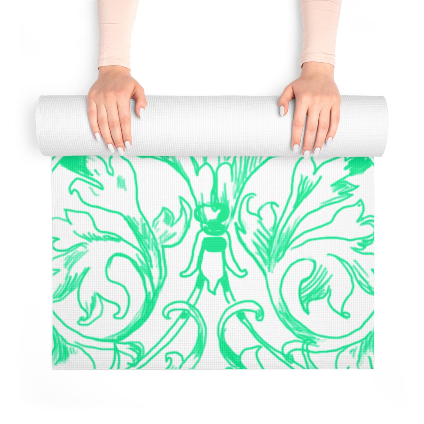 Scrollwork Exercise Mat Green-Blue