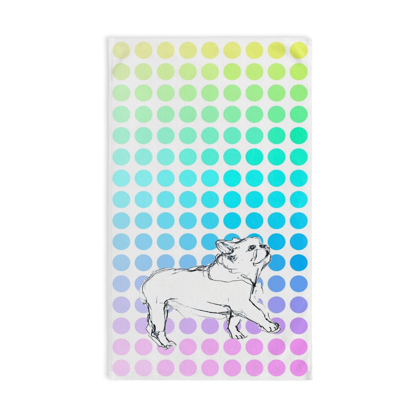Dogi Fun Hand Towel, French Bulldog and Multi-Color Polka Dots