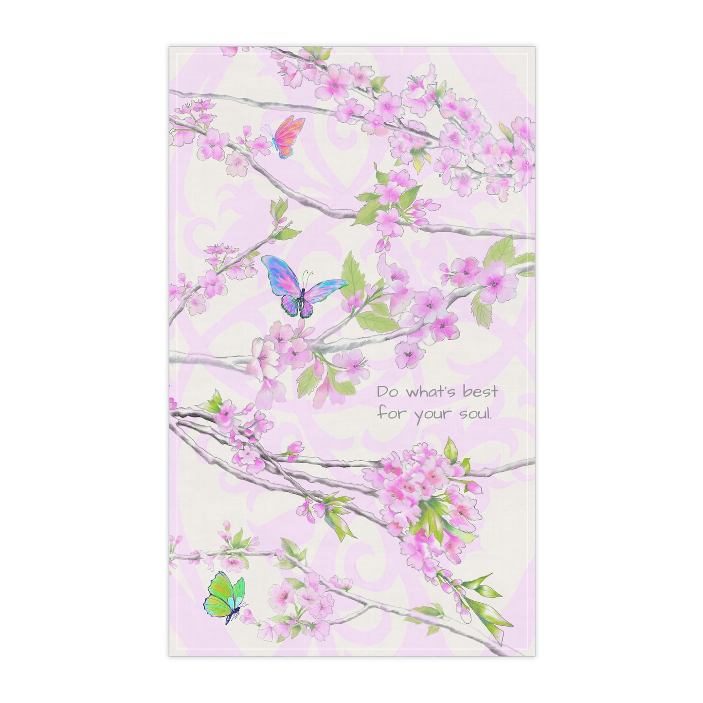 Cherry Blossom & Butterflies Tea Towels (cotton, poly) Do what's best for your soul.