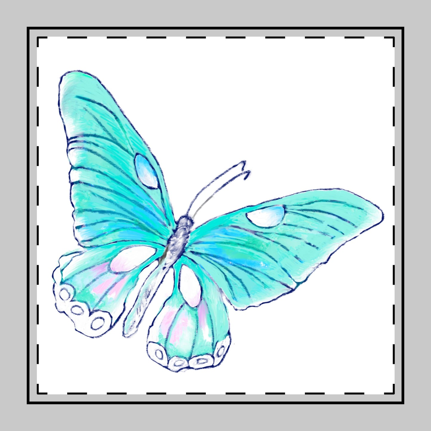 Butterfly Swing, Poly Twill Napkin, Aqua, Bright White Background