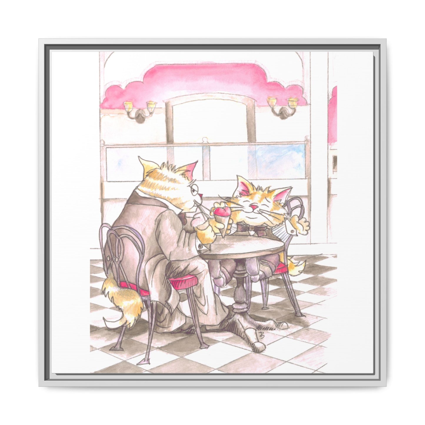 Kitty Fun Matte Canvas Framed