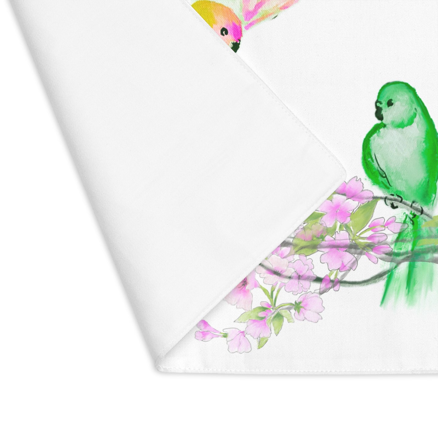 Blossoms & Birds in Pink Placemat, 1pc, Cotton, Creamy Background fabric, #2 Right Side of Table