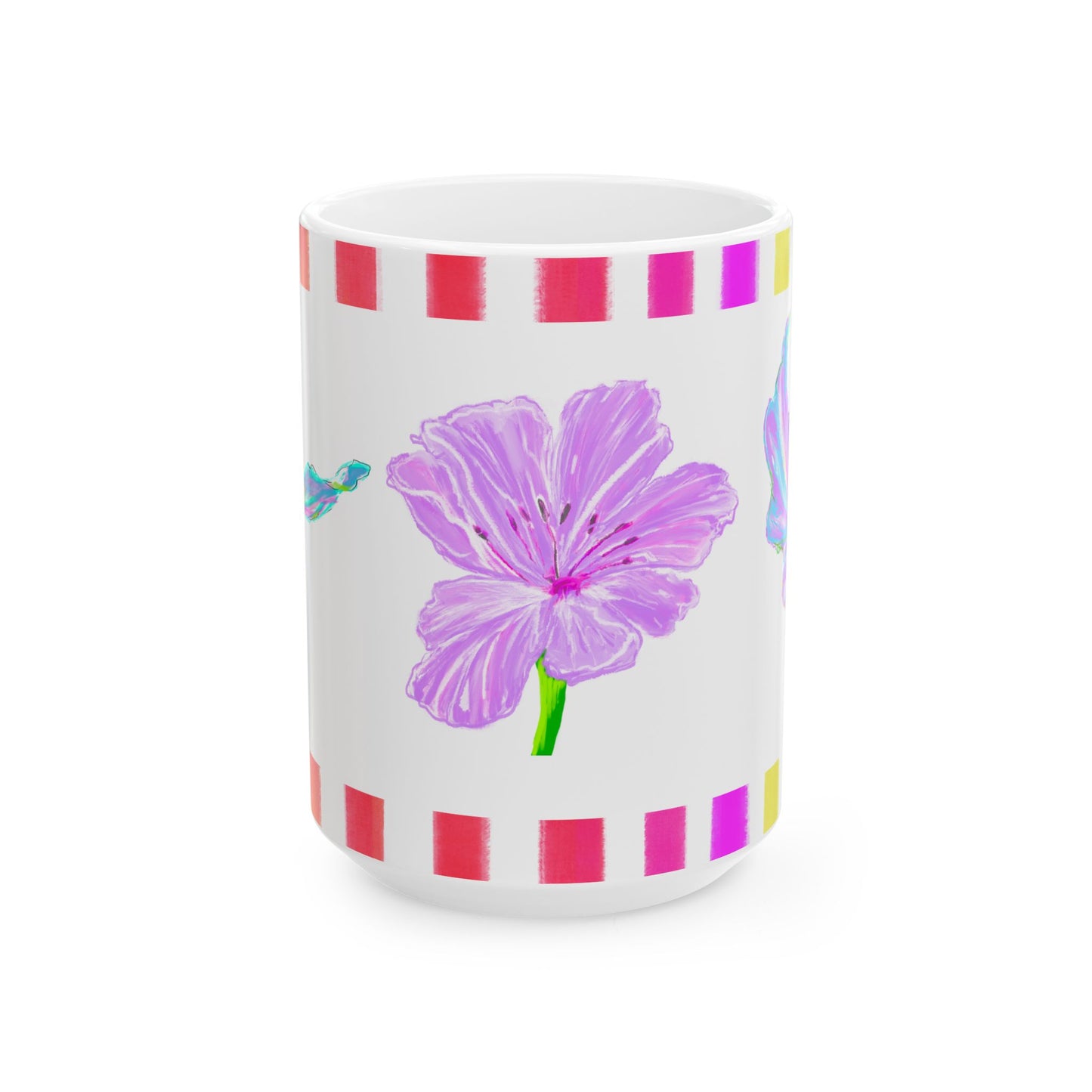 Tulip Love Ceramic Mug, (11oz, 15oz) Lilac, Aqua