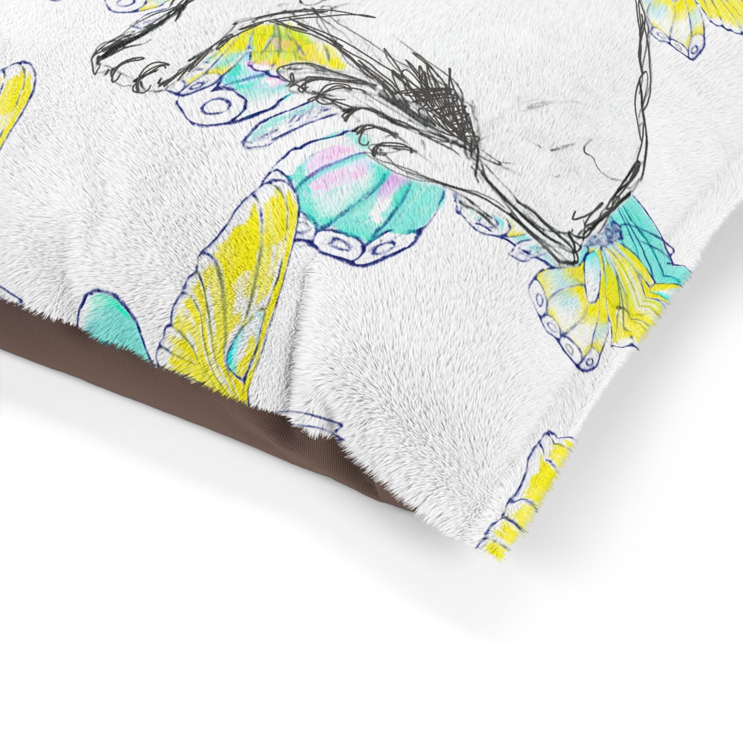 Dogi Butterfly Flutter Pet Bed, Yellow and Aqua