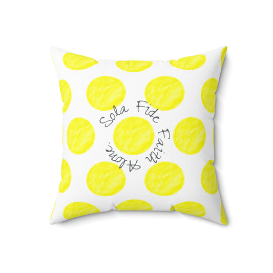 Polka Dot Joy Polyester Square Pillow “Sola Fide…”