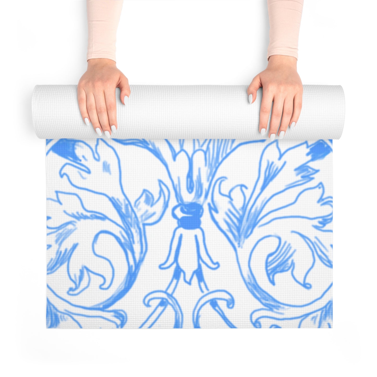 Scrollwork Exercise Mat Light Blue
