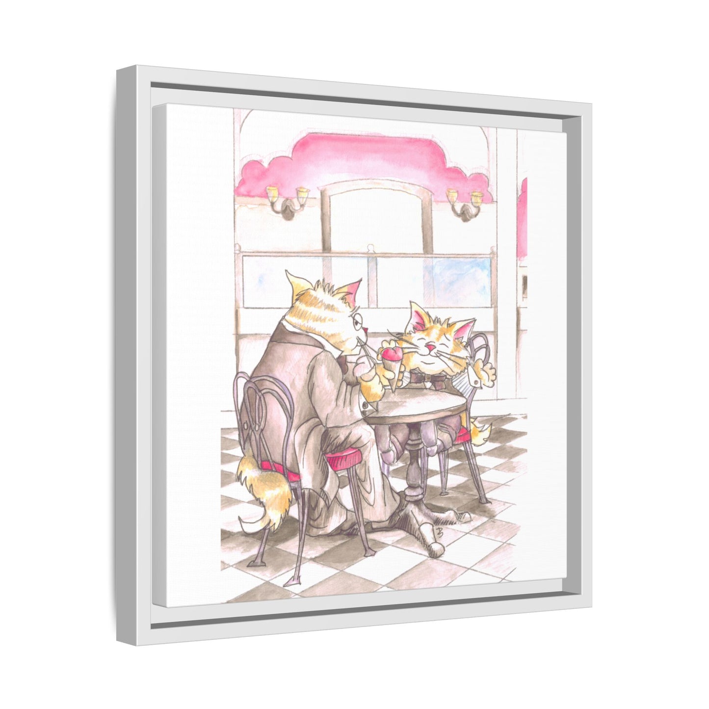 Kitty Fun Matte Canvas Framed