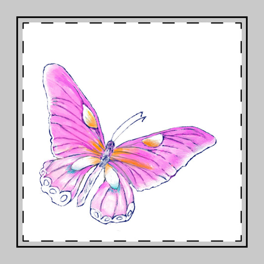 Butterfly Swing Cotton Twill Napkin, Pink, Fabric Background Creamier White