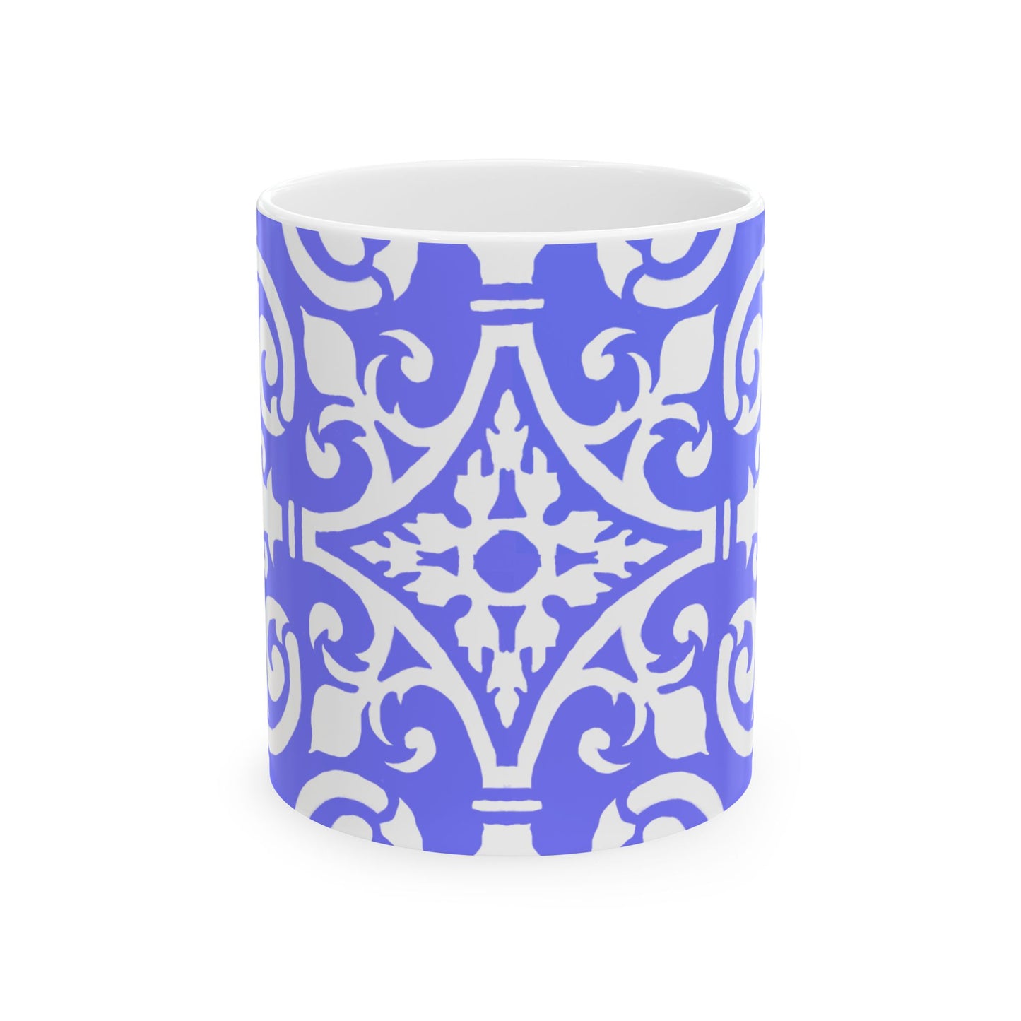 Scrollwork Ceramic Mug Royal Blue
