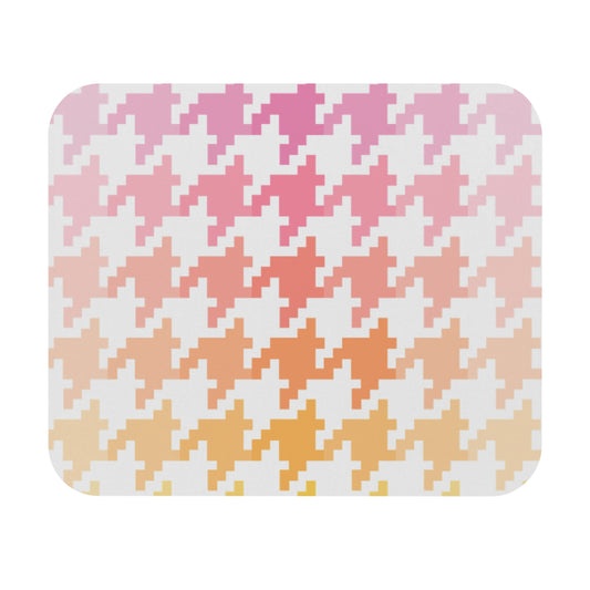 Office Houndstooth Fun in Pink and Orange Mouse Pad