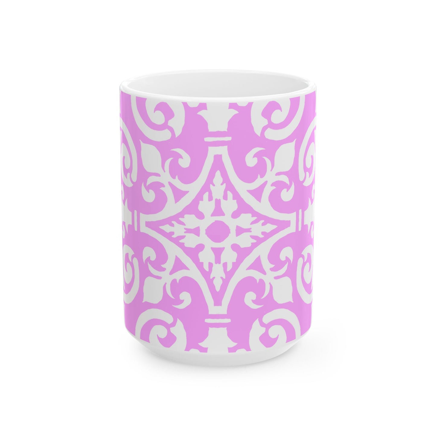 Scrollwork Ceramic Mug Pink
