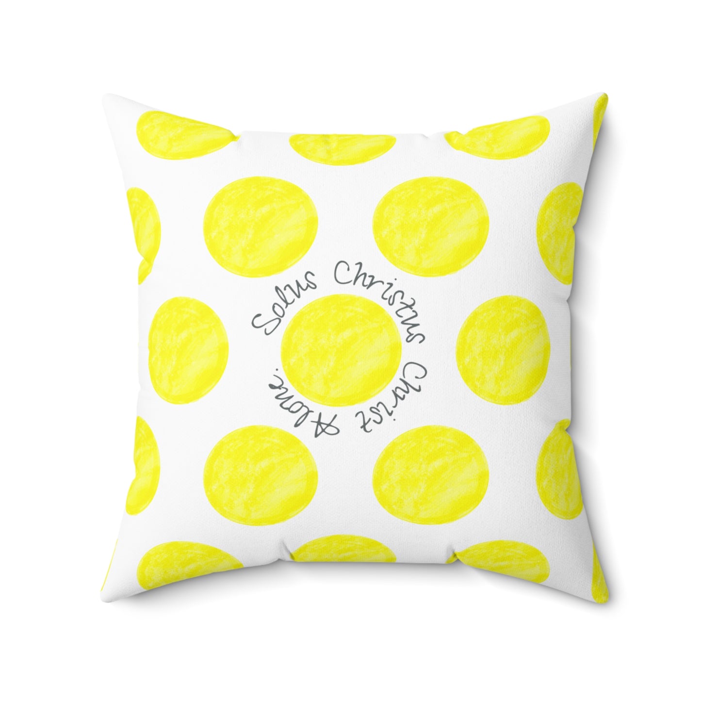 Polka Dot Joy Polyester Square Pillow “Solus Christus…”