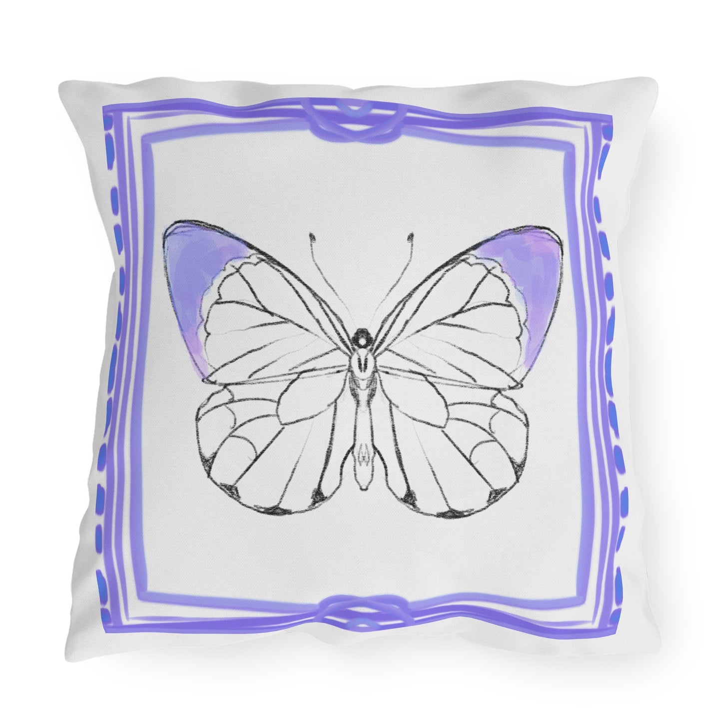 Chroma Outdoor Pillow Lilac "Our hearts are restless..."