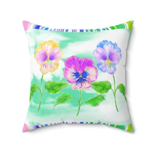 Flower Fun Pansy Spun Polyester Square Pillow