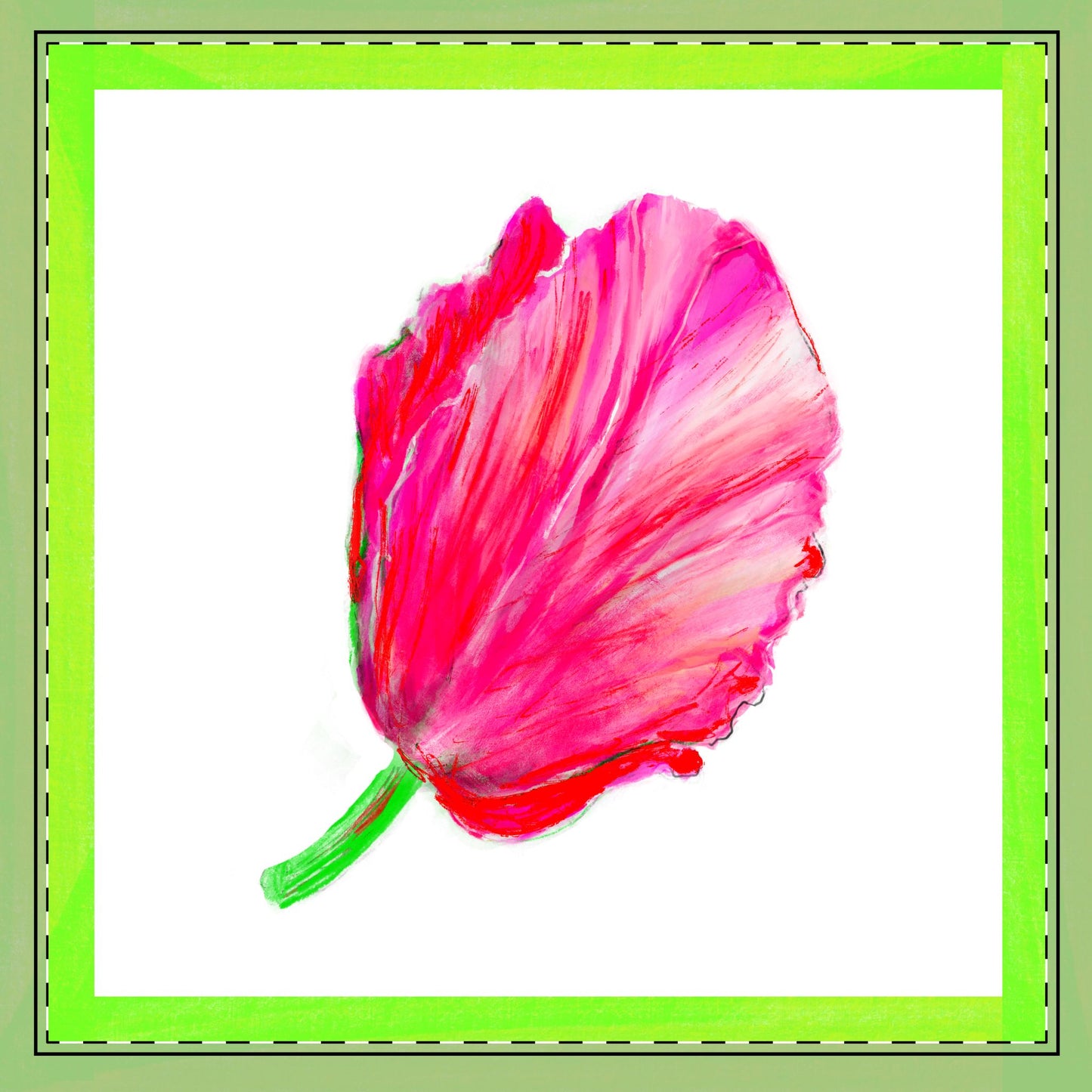 Tulip Love Poly Twill Napkin Raspberry Spring Green border