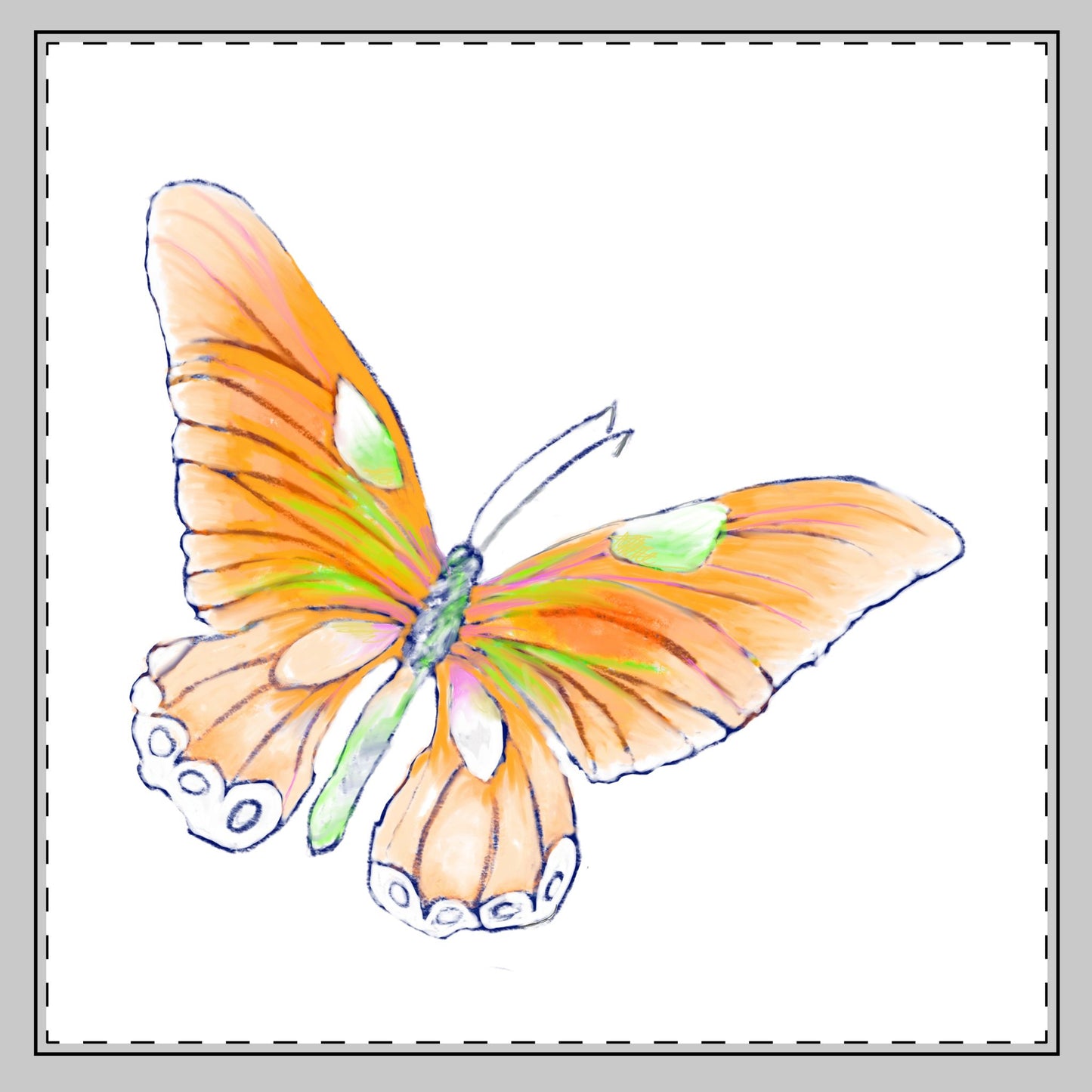 Butterfly Swing, Poly Twill Napkin, Orange, Bright White Background