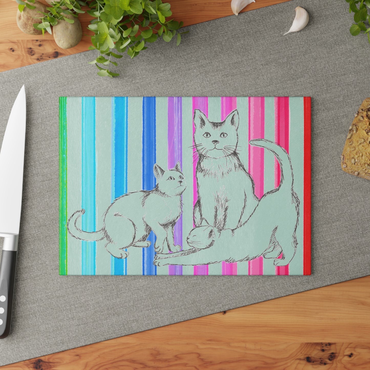 Kitty Fun Glass Cutting Board