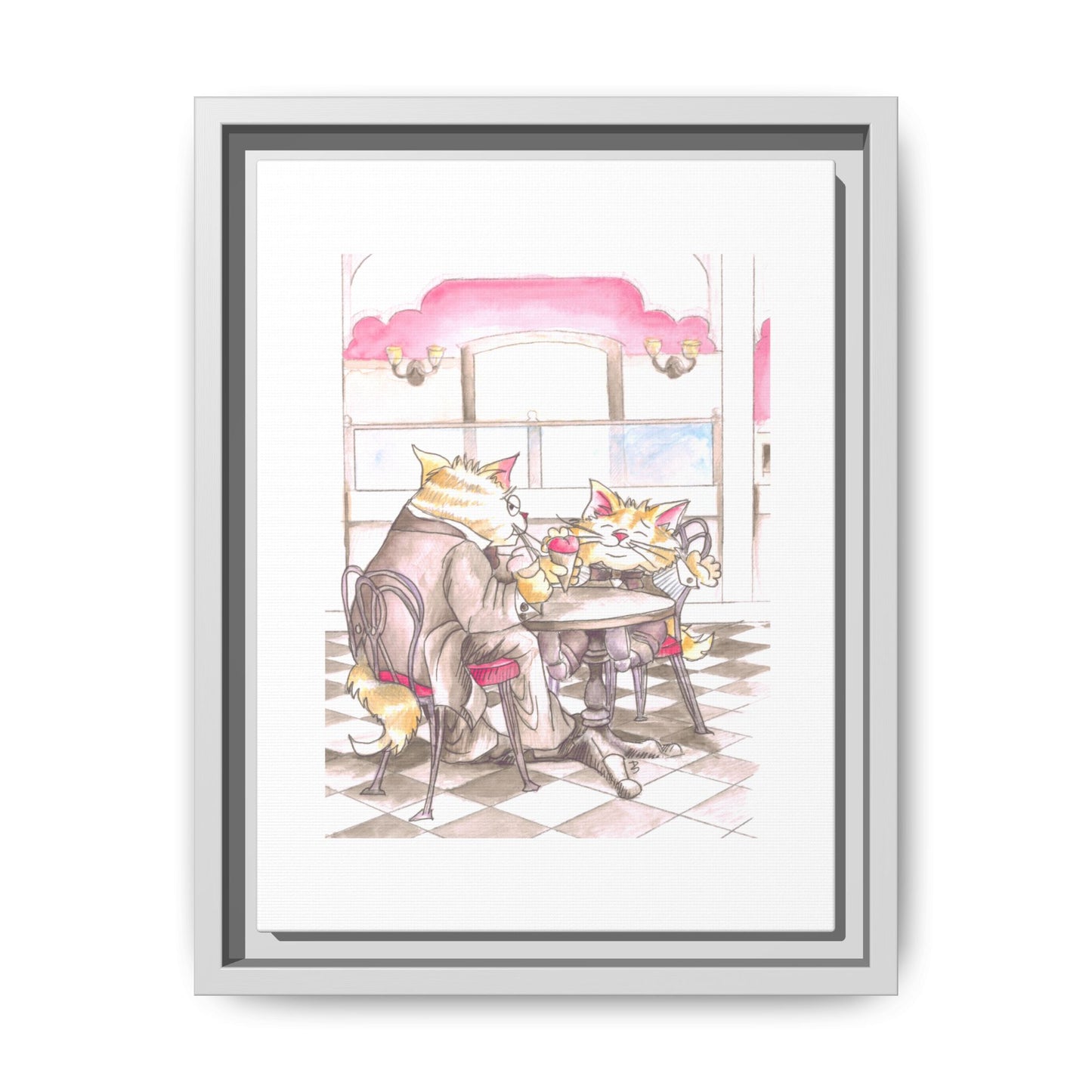 Kitty Fun Matte Canvas Framed
