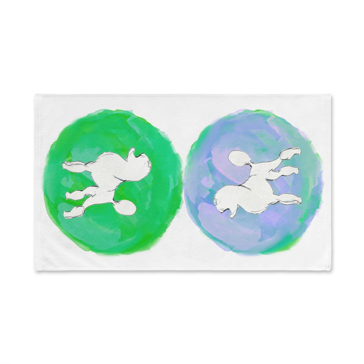 Dogi Fun Circles and Poodles Hand Towel in Green and Lilac