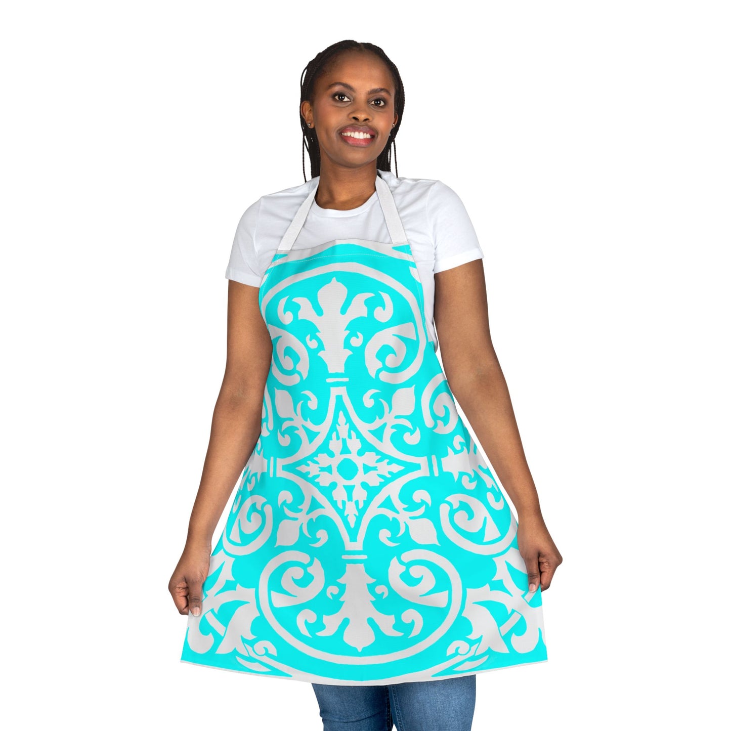 Scrollwork Apron Aqua