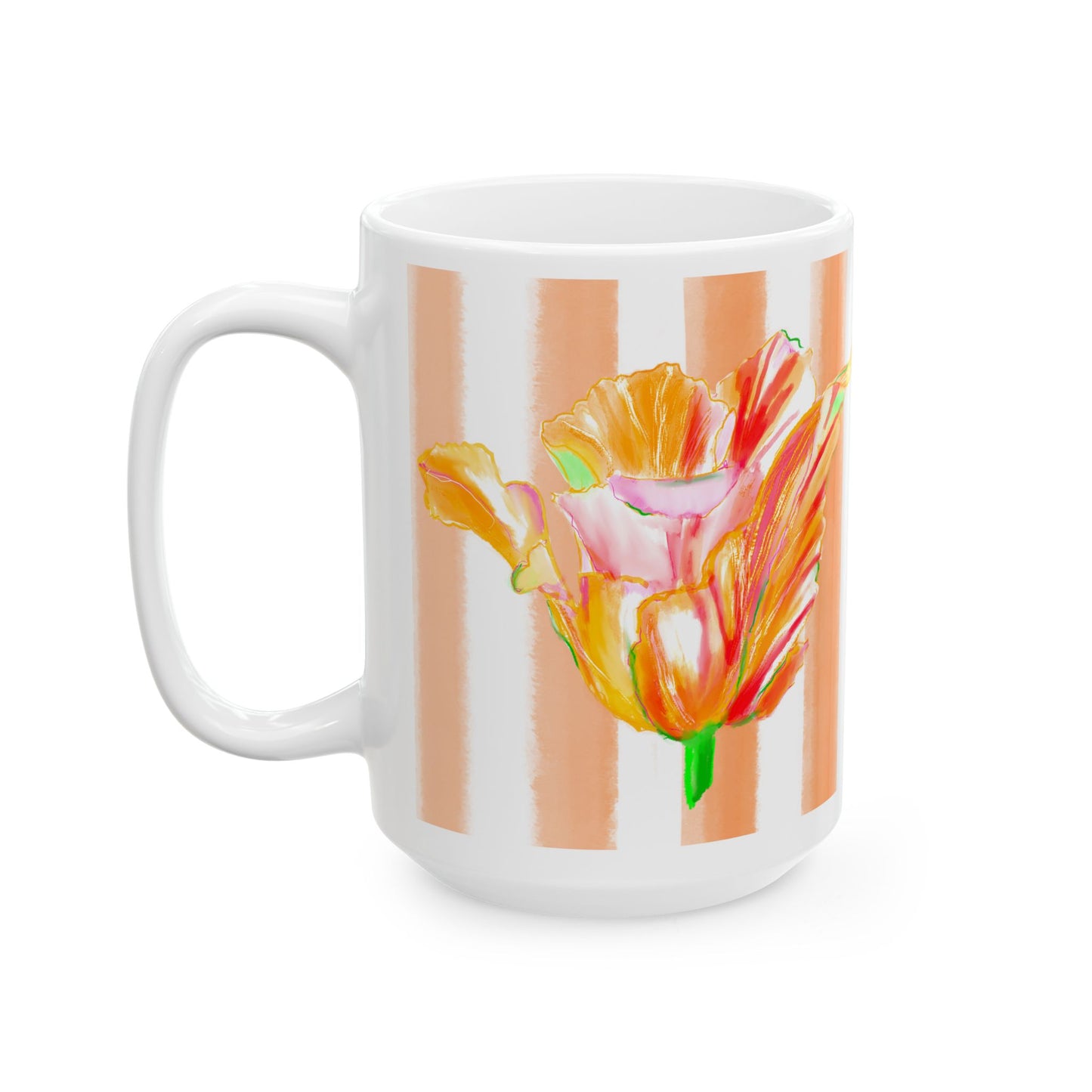 Dancing Tulips Mug Peach Orange