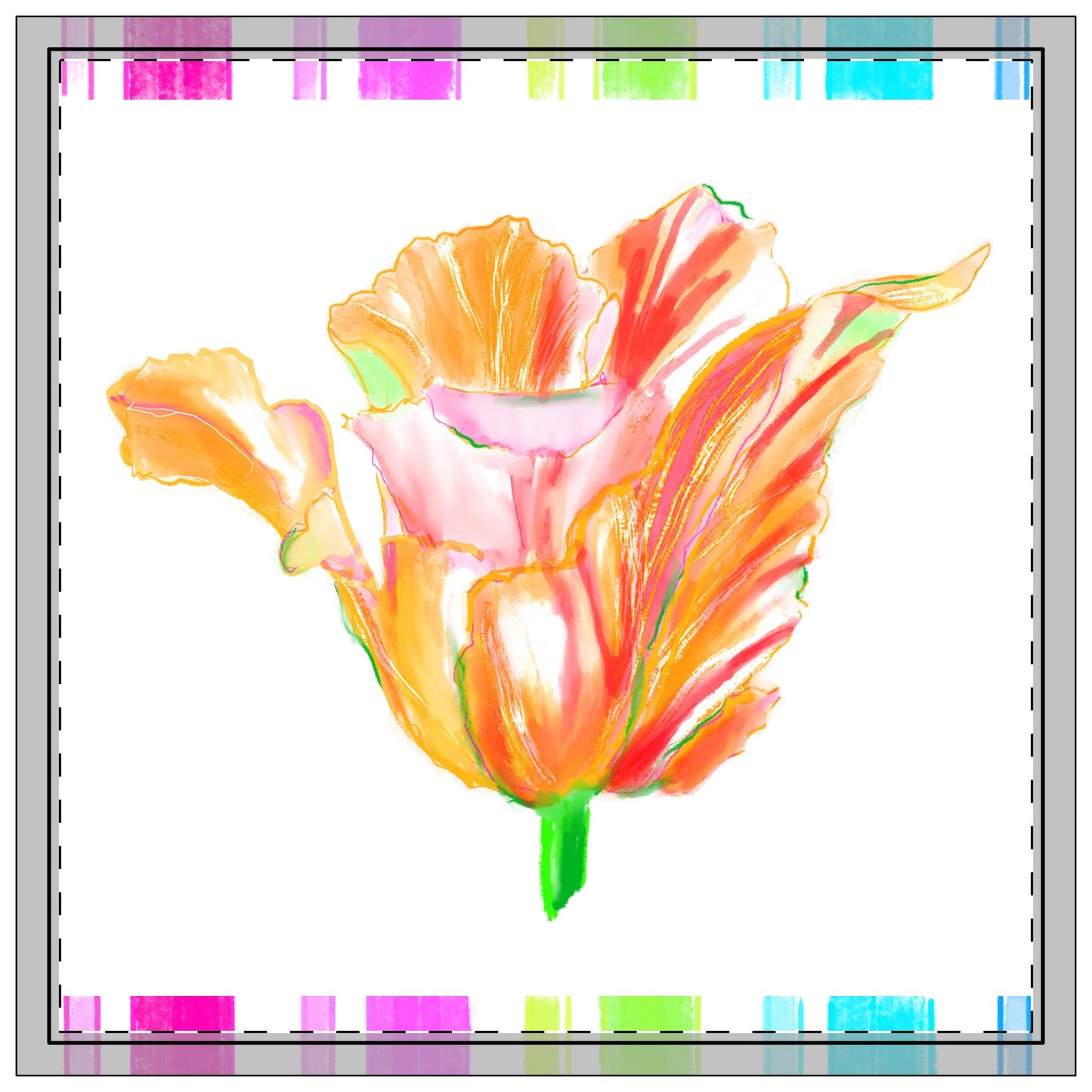 Vibrant Tulips Napkins, 4-set orange