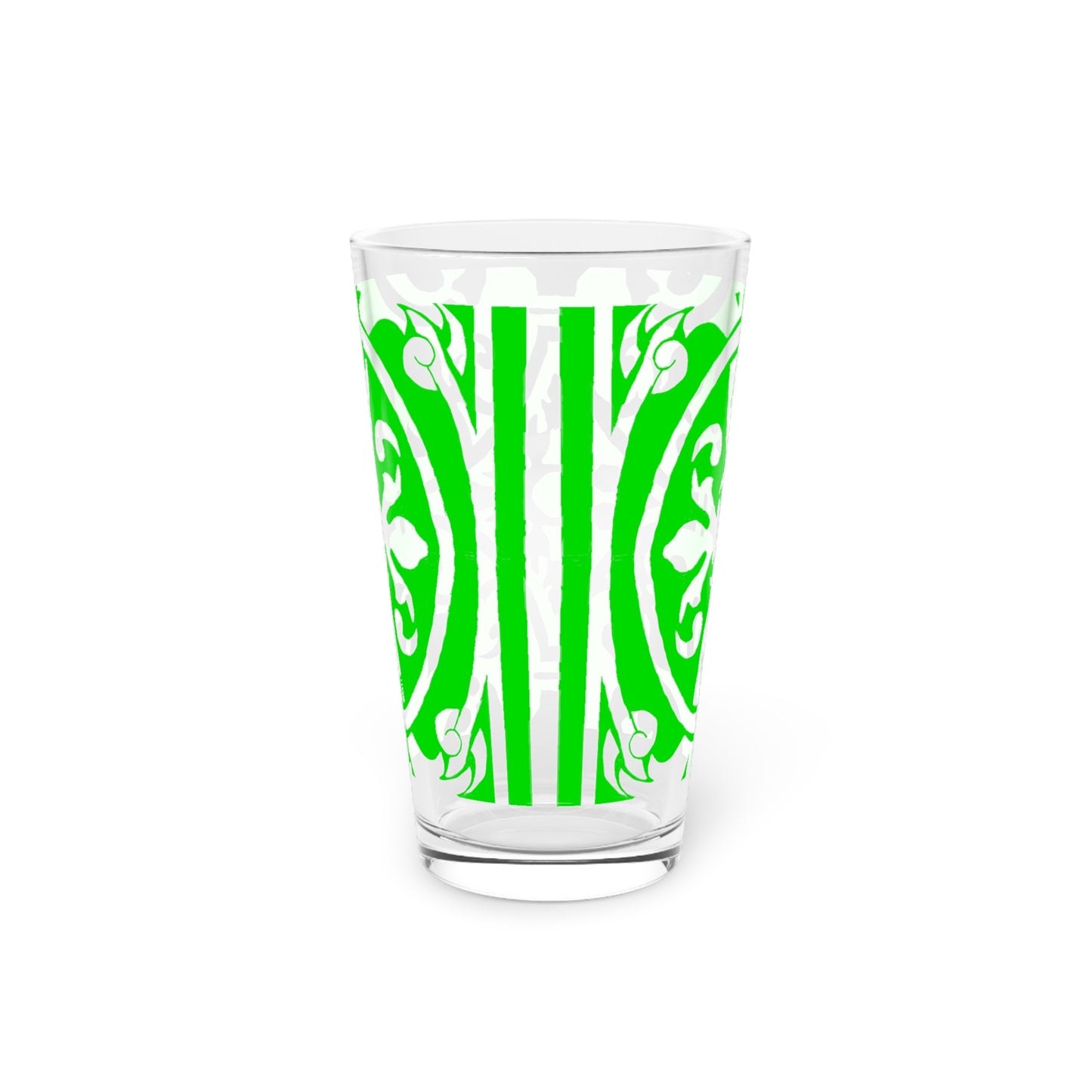 Scrollwork Pint Glass Green