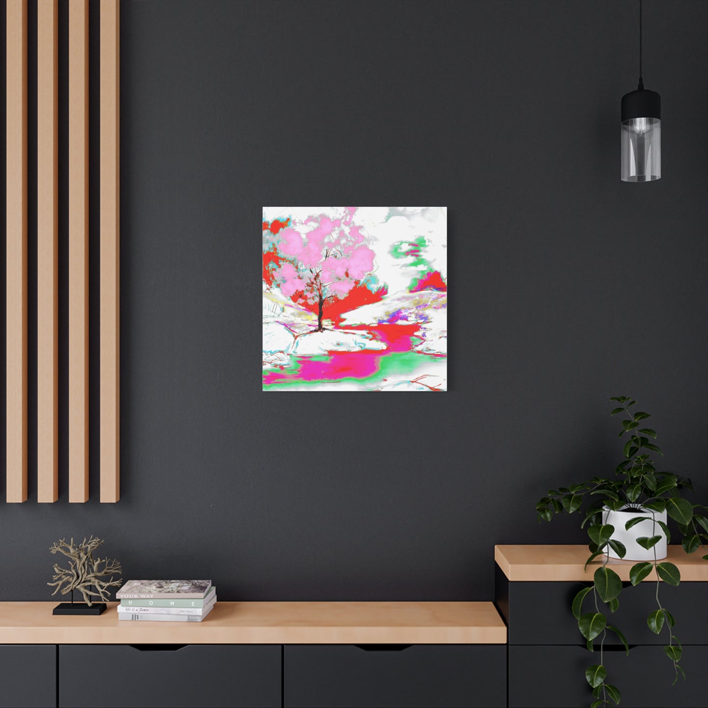Joyful Landscape Matte Canvas, Stretched, 1.25" Pink, Red